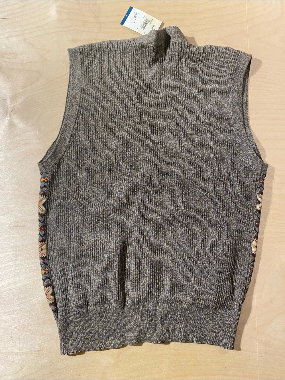 Gant Men's Gray-Brown Fair Isle Button Vest Large (SW)